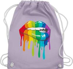 Turnbeutel Rucksack - Kleidung Pride Flag - Lippen LGBT & LGBTQ - Unisize - Pastell Lila - turn tasche baumwolle mit kordelzug stoff beutel kordel regenbogen sachen lesbian lippe beutelrucksäcke von Shirtracer