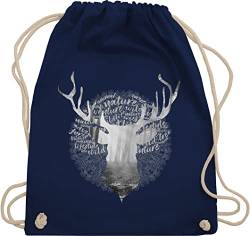 Turnbeutel Rucksack - Kompatibel mit Oktoberfest Tasche - Hirsch Hirschkopf Hirschgeweih - Unisize - Navy Blau - octoberfest hirschmotiv trachten einem hirschen bayerisch schwarzwälder bayrisches von Shirtracer