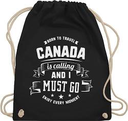 Turnbeutel Rucksack - Länder Fahnen und Flaggen - Canada is calling and I must go Weiß - Unisize - Schwarz - country kanada beutelrucksäcke stoffbeutel trainingsbeutel sportbeutel von Shirtracer