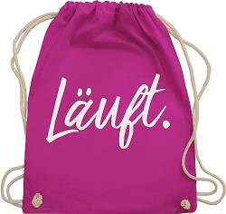 Turnbeutel Rucksack - Sprüche - Läuft - Statement - Unisize - Fuchsia - stoffbeutel mit kordelzug stoffsackerl beutel stoff gymbag bags backpack turnen tasche sporttasche stofftaschen beutel, von Shirtracer