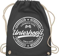 Turnbeutel Rucksack - Sprüche Statement mit Spruch - Chronisch Unterhopft Bierliebhaber Geschenk Bier - Unisize - Dunkelgrau - sportbeutel+spruch spruechen bag baumwollbeutel kordel spruch. ruckack von Shirtracer