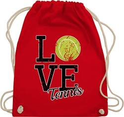 Turnbeutel Rucksack - Tennisspieler Geschenk - Love Tennis - Unisize - Rot - sportbeutel baumwolle für sport beuteltasche sporttasche rucksäcke kinderturnbeutel bags sackerl backpack turnsackerl von Shirtracer