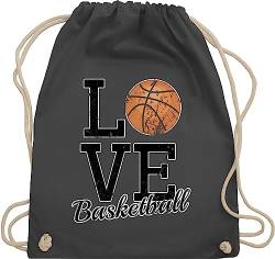 Turnbeutel Rucksack - Trikot Ersatz Training - Love Basketball - Unisize - Dunkelgrau - korbball turn beutel sport ich liebe stoffbeutel i sporttasche stoffrucksack tasche baumwoll säcke backpack von Shirtracer