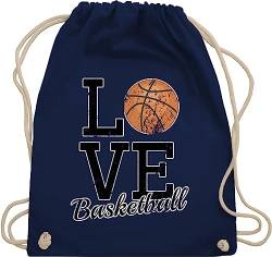 Turnbeutel Rucksack - Trikot Ersatz Training - Love Basketball - Unisize - Navy Blau - turn beutel kinderturnbeutel tasche sporttasche backpack baumwoll säcke sportbeutel stoffbeutel turnsackerl von Shirtracer