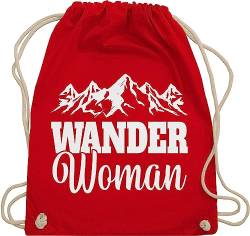 Turnbeutel Rucksack - Wander Woman - Unisize - Rot - berg beutel wanderbeutel stoff bergmotiv tasche geschenke für wanderfreunde wanderwoman stoffbeutel baumwolle wandergeschenke wandern sprüche von Shirtracer