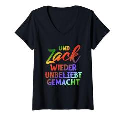 Damen Witziger Spruch Und Zack Wieder Unbeliebt Gemacht T-Shirt mit V-Ausschnitt von Shirts mit lustigen Sprüchen by PeeKay