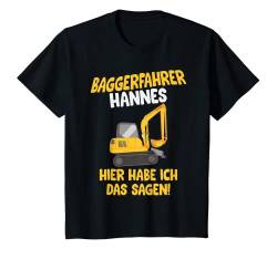 Kinder Baggerfahrer Hannes, Baustelle T-Shirt mit Name, Kinder T-Shirt von Shirts of Heaven - Bauarbeiter, Bagger & Baustelle