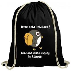 Shirtstreet natur Turnbeutel Rucksack Gymsac Pinguin - Bitte nicht schubsen, Größe: onesize,schwarz von Shirtstreet