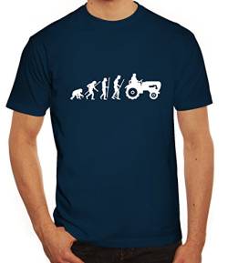 Lustiges Herren T-Shirt Evolution Traktor, Größe: 3XL,dunkelblau von Shirtstreet24