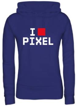 Shirtstreet, I Love Pixel 2, 8-Bit Damen/Lady Kapuzen Hoodie Pullover, Größe: S,Royal Blau von Shirtstreet24