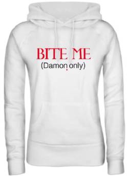 Shirtstreet,BITE ME (Damon Only), Vampir Vampire Damen/Lady Kapuzen Hoodie Pullover, Größe: S,Weiß von Shirtstreet24