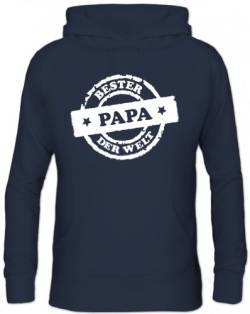 Shirtstreet24, Bester Papa der Welt Stempel, Vatertag Herren Kapuzen Sweatshirt Hoodie - Pullover, Größe: 3XL,Navy von Shirtstreet24