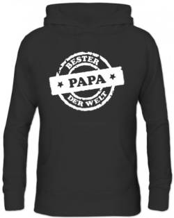 Shirtstreet24, Bester Papa der Welt Stempel, Vatertag Herren Kapuzen Sweatshirt Hoodie - Pullover, Größe: 3XL,Schwarz von Shirtstreet24
