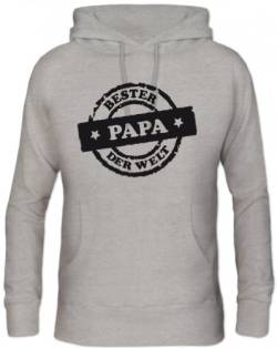 Shirtstreet24, Bester Papa der Welt Stempel, Vatertag Herren Kapuzen Sweatshirt Hoodie - Pullover, Größe: L,Graumeliert von Shirtstreet24