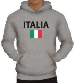 Shirtstreet24, EM/WM 20 - Italia, Italien Italy Fußball Herren Kapuzen Sweatshirt - Pullover Hoodie, Größe: L,Graumeliert von Shirtstreet24