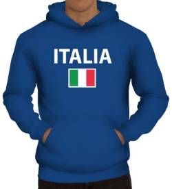 Shirtstreet24, EM/WM 20 - Italia, Italien Italy Fußball Herren Kapuzen Sweatshirt - Pullover Hoodie, Größe: L,Royal Blau von Shirtstreet24