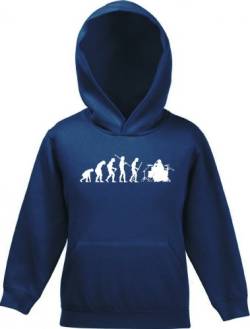 Shirtstreet24, EVOLUTION DRUMMER,Schlagzeuger Drum Kinder Kids Kapuzen Sweatshirt Hoodie - Pullover, Größe: 140,Navy von Shirtstreet24