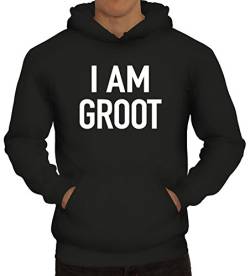 Shirtstreet24, I Am Groot, Serien Nerd Herren Kapuzen Sweatshirt - Pullover Hoodie, Größe: L,Schwarz von Shirtstreet24