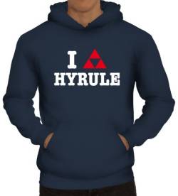 Shirtstreet24, I Love Hyrule, Herren Kapuzen Sweatshirt - Pullover Hoodie, Größe: 3XL,Navy von Shirtstreet24