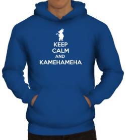 Shirtstreet24, Keep Calm and Kamehameha, Herren Kapuzen Sweatshirt - Pullover Hoodie, Größe: L,Royal Blau von Shirtstreet24