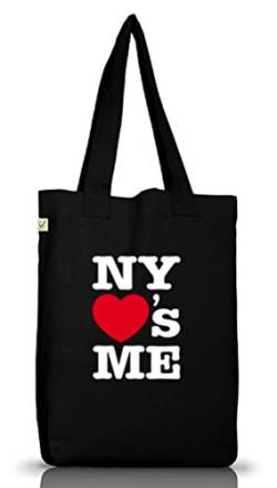 Shirtstreet24, NY LOVES ME, I Love New York Jutebeutel Stoff Tasche Earth Positive (ONE SIZE), Größe: onesize,Black von Shirtstreet24