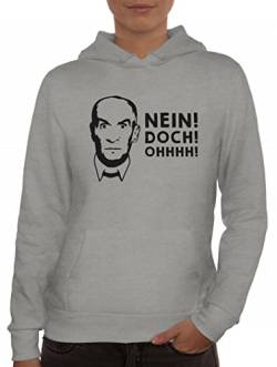 Shirtstreet24, Nein! DOCH! Ohhhh! Lady/Damen Kapuzen Hoodie Pullover - Sweatshirt, Größe: S,Graumeliert von Shirtstreet24