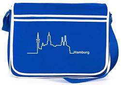 Shirtstreet24, Skyline Hamburg, Retro Messenger Bag Kuriertasche Umhängetasche, Größe: onesize,Royal Blau von Shirtstreet24