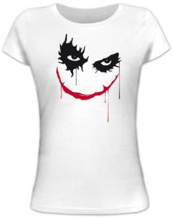 Shirtstreet24, The Joker, Heath Ledger Lady/Girlie Kultshirt, Größe: M, weiß von Shirtstreet24