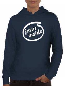 Shirtstreet24,Jesus Inside, christlicher Religion Lady/Damen Kapuzen Hoodie Pullover-Sweatshirt, Größe: XXL,Navy von Shirtstreet24