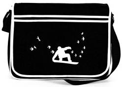 Shirtstreet24 SNOWBOARDER, Wintersport Apres Ski Retro Messenger Bag Kuriertasche Umhängetasche, Größe: onesize,Schwarz von Shirtstreet24