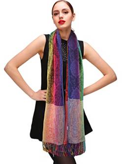 Shmily Girl Damen Pashmina Schal Stola für Frauen Schultertuch Eleganter Schal mit floralem Muster in vielen Farben (Buntes Schwarz) von Shmily Girl