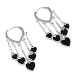 Einzigartige schwarze Herz-Quasten-Ohrringe für Damen, handgefertigt, Ohrschmuck, Geschenk, Zink von Shntig