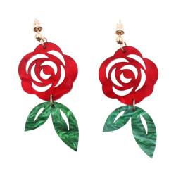 Moderne Rosen-Blumen-Ohrringe, baumelnde Ohrringe, Blütenform, Ohrschmuck, Dekor, Zink von Shntig