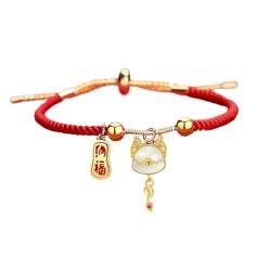 Shntig Chinesische Drachen-Armbänder, handgefertigt, mit Perlen, Freundschaftsschmuck, Seil-Armbänder, Segenschmuck, perfektes Geschenk für Frauen von Shntig