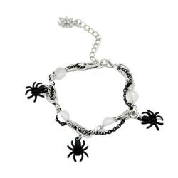 Shntig Modisches Spinnen-Charm-Armband, Kunstperlen, Armreif, verstellbare Handgelenkkette, einzigartiger Damenschmuck von Shntig