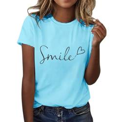 Damen Tshirt Sommer T-Shirt Damen Sommer Shirts Damen Tshirt Damen Mit Aufdruck Sommer Shirt Damen Ausgefallene Tshirts Damen Weisses T Shirt Damen Damen T-Shirt Tshirt Damen Blau M von Shobdw