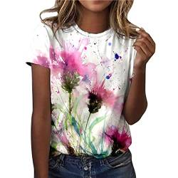 Damen Tshirt Sommer T-Shirt Damen Sommer Shirts Damen Tshirt Damen Mit Aufdruck Sommer Shirt Damen Ausgefallene Tshirts Damen Weisses T Shirt Damen Damen T-Shirt Tshirt Damen Rosa M von Shobdw