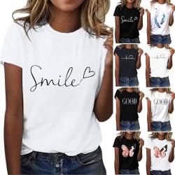 Damen Tshirt Sommer T-Shirt Damen Sommer Shirts Damen Tshirt Damen Mit Aufdruck Sommer Shirt Damen Ausgefallene Tshirts Damen Weisses T Shirt Damen Damen T-Shirt Tshirt Damen Weiß M von Shobdw