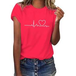 Shirt Damen Damen Shirt Kurzarm Sommer Tshirt Damen Sport Tshirt Damen Tshirt Damen Baumwolle Shirt Damen Kurzarm T-Shirts Damen Damen Shirts Damen Sport Oberteil Wassermelone Rot S von Shobdw