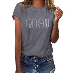 Tshirt Damen T Shirt Damen Damen Tshirt Damen Oberteile T-Shirt Damen Longshirt Damen Oversize Shirt Damen Shirts Damen Sommer Shirt Damen T-Shirts Für Damen Oberteile Damen Sommer Grau L von Shobdw