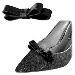 1 Paar abnehmbare Schuhe Dekoration PU Leder schlanke Schleife Schuhclips Exquisites Schuh Zubehör für Hochzeit Party, One Size, Leder, Ohne Edelstein. von Shoeklips