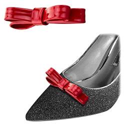 1 Paar abnehmbare Schuhe Dekoration PU Leder schlanke Schleife Schuhclips Exquisites Schuh Zubehör für Hochzeit Party, One Size, Leder, Ohne Edelstein. von Shoeklips