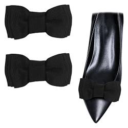 1 Paar dekorative Schuhclips schwarz Gurtband Schleife Schuh Dekoration Schuhe Clutch Schuh Kleid Hut Zubehör Schwarz, One Size, Stoff, Ohne Edelstein. von Shoeklips