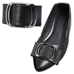 2 Stück Leder-Schleifen-Schuh-Clips, selbstklebend, Metall, Schuh-Blumen, dekorative Schuh-Clips, Damen-Pumps, flache Dekoration, Leder, Ohne Edelstein von Shoeklips