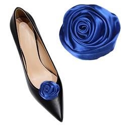 2 Stück abnehmbare Schuhschnalle, Rose, Blume, Schuh-Clips, 5,4 cm, Schuh-Verzierung, Schuh-Zubehör für Damen, Pumps, flache Schuhe, 2 Stück, One Size, Baumwolle, Kein Edelstein von Shoeklips