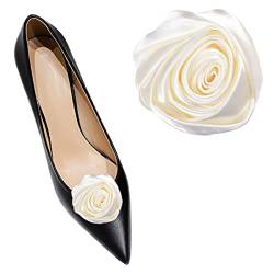 2 Stück dekorative Schuhclips Rose Blume Schuh Verzierung Abnehmbare Schuhschnalle Schuhzubehör für Pumps 5,4 cm, One Size, Baumwolle, Kein Edelstein von Shoeklips