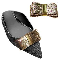 Dekorative Schuhclips Abnehmbare Pailletten Schleife Flats Dekoration Klassische Schuhtasche Hut Zubehör 8 Farben, One Size, Stoff, Ohne Edelstein. von Shoeklips