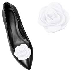 Hochzeitspumps, Schuhclips, abnehmbare Blume, Schuhzubehör, klassische Damen-Schuhschnalle für Schuhverzierung, 2 Stück, One Size, Baumwolle, Kein Edelstein von Shoeklips