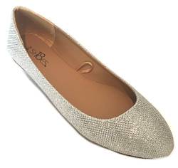 Shoes8teen Ballerina Ballett Flache Schuhe Für Damen 7 M US Silver Glitter von Shoes8teen