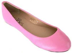Shoes8teen Damen Ballerina-Ballerina-Schuhe, Leopardenmuster, einfarbig, 14 Farben, 8600 Pink PU, 40 EU von Shoes8teen